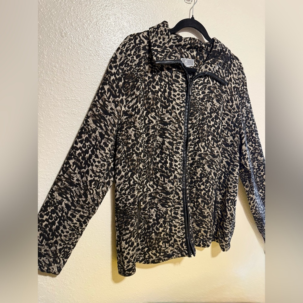 JM Collection Animal Print Zip Jacket | Chic Statement Layer | XL - Picture 4 of 4